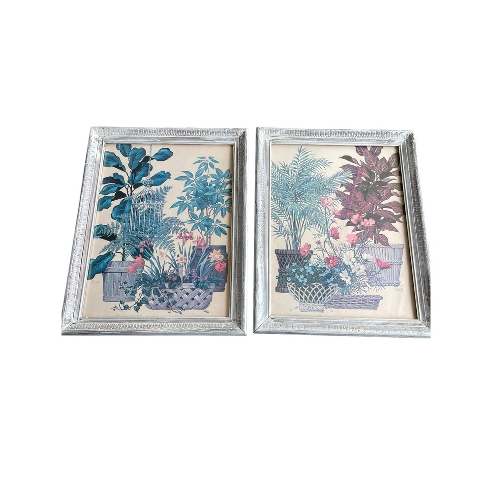 Vintage Framed Floral Botanical Prints Set of 2 Wall Art‎ Decor Cottagecore